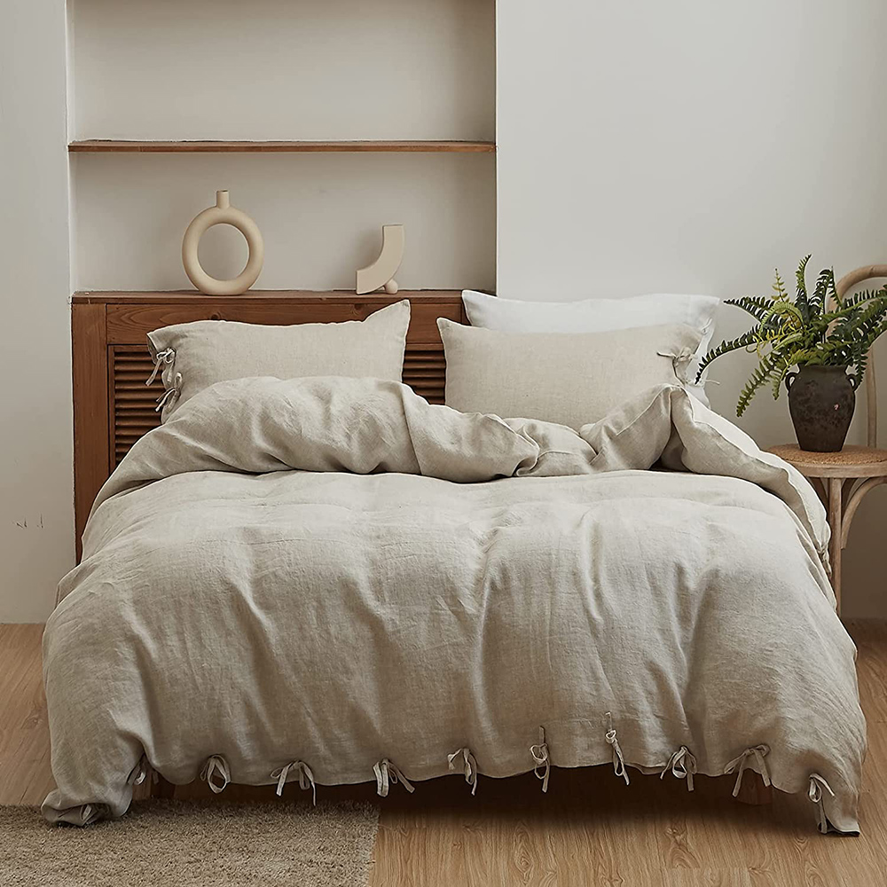 Linen Duvet Cover - طقم أغطية سرير بسيط وفاخر 3