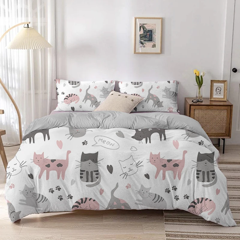 الكرتون القط حاف مجموعة غطاء ط - مراجعة Linen Duvet Cover وسعره