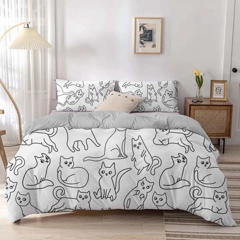 الكرتون القط حاف مجموعة غطاء ط - مراجعة Linen Duvet Cover وسعره